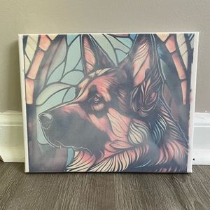 Colorful “German Shepherd” dog canvas sign.